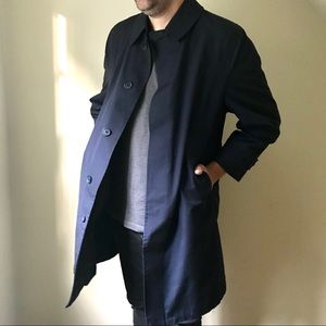 Vintage navy blue all-weather men’s trench coat